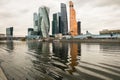 Modern skyscrapers of the Moscow International Business Centre MIBC on the Moscow river embankment. Russia. Royalty Free Stock Photo